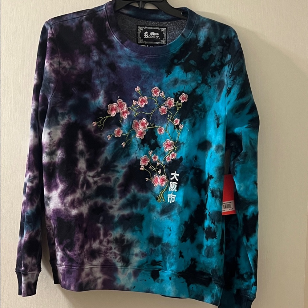 Blind Rooster Tie-Dye Sweatshirt with Floral Design